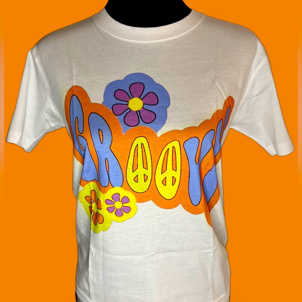 Visual Bliss Co Custom Direct to Garment Groovy Kids' White Graphic T-Shirt